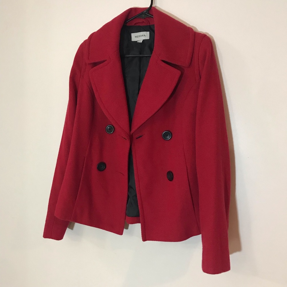 Merona Red Wool Peacoat